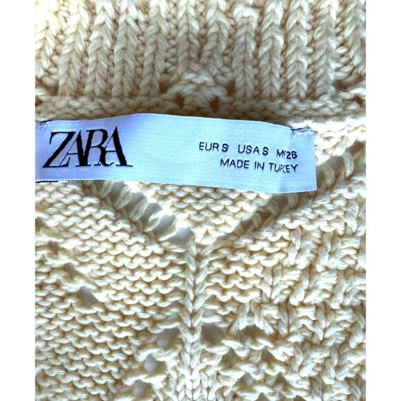 Zara Embroidered Flowers 100% Cotton Cropped Cardigan Yellow Size Small - Picture 4 of 7